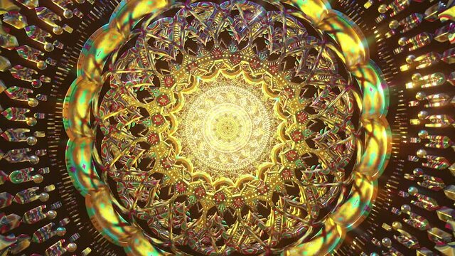 Audiovisual futuristic abstract mandala 3D art of trippy psychedelic trance third eye abstract visuals chakra with energy patterns loop vj seamless