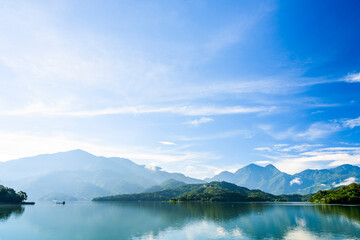 The scenery of Sun Moon Lake in the morning is a famous attraction in Nantou, Taiwan.