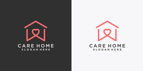 Home logo design with creative love concept