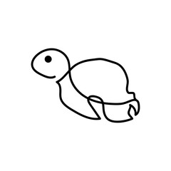Turtle line continuous outline vector logo