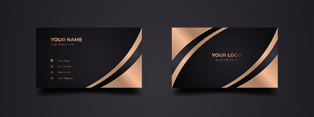 Director business card design template. Luxury and elegant background with dark black and gold effect. Vector ready to print.