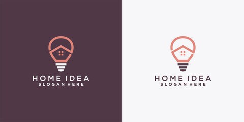 Fototapeta na wymiar Home logo design with creative bulb concept