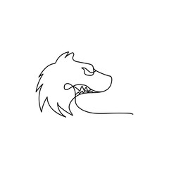 wolf continuous line logo vector outline