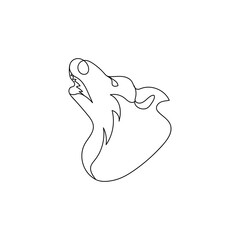wolf continuous line logo vector outline