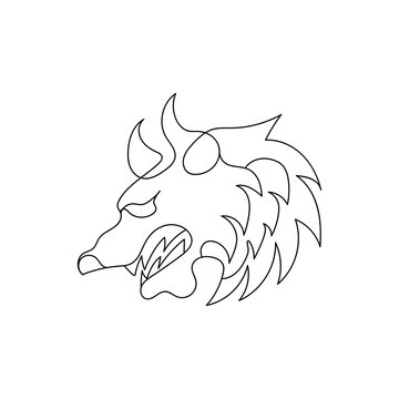 wolf continuous line logo vector outline