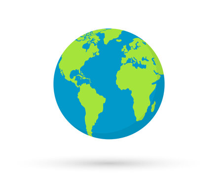 Globe flat icon with shadow on white background. Flat earth icon. Planet symbol illustration. Vector illustration. EPS 10