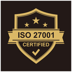 Certified iso 27001 on black background