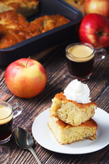 Freshly cooked apple pie with whipped creme	