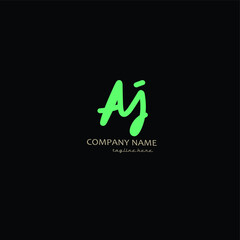 Aj initial handwriting or handwritten logo for identity