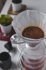 Coffee brewing in a dripper