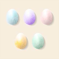 Sparkling Easter eggs in pastel colours mockup template. Isolated on cream background. Ready to use for shopping promotion or invitation for Easter event. Square card, poster, banner or frame.