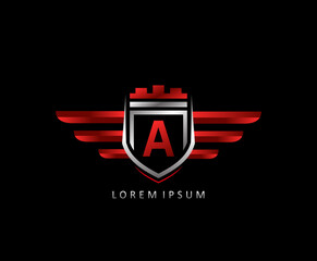 Shield Wing Letter A Icon Design, Automotive Icon Concept.