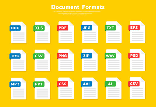 Document file icons vector set