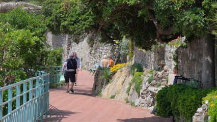 Fototapeta na wymiar La Passeggiata Anita Garibaldi a Genova Nervi, in Liguria.