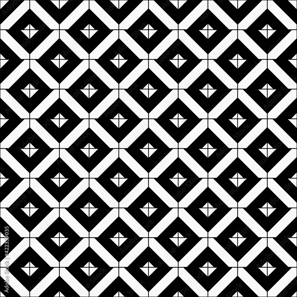 Aufkleber Rhombuses Pattern. Black Rhombuses Tile Pattern. Vector.