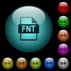 FNT file format icons in color illuminated glass buttons