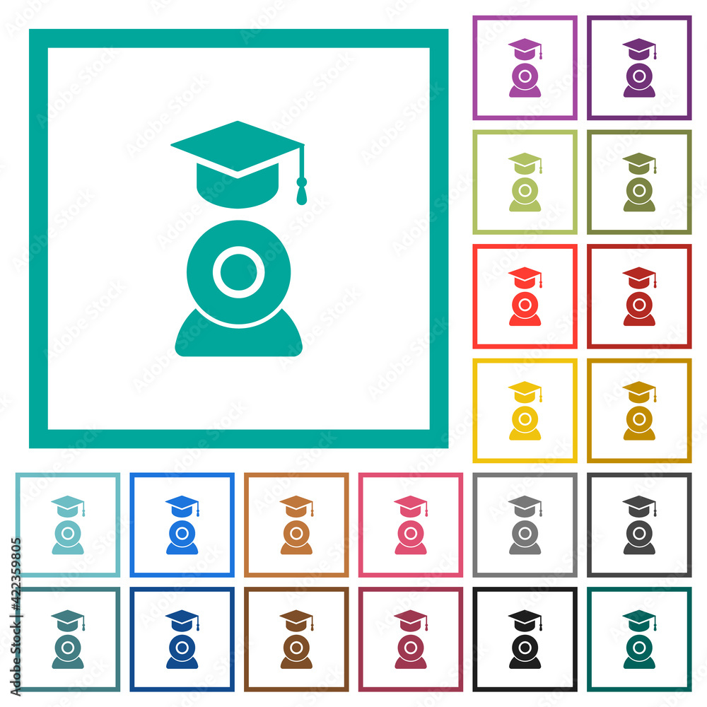 Aufkleber distance learning flat color icons with quadrant frames