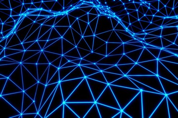 Abstract blue Plexus Lines And Dots Geometrical Connection Digital Communication Technology 3D rendering