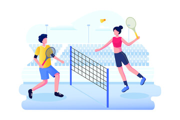 Badminton - Sport Vector Illustration concept. Flat illustration isolated on white background.
