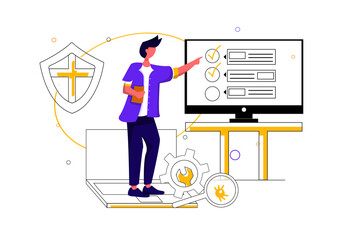 Testers and Quality Assurance - Product Team Illustration concept. Flat illustration isolated on white background.