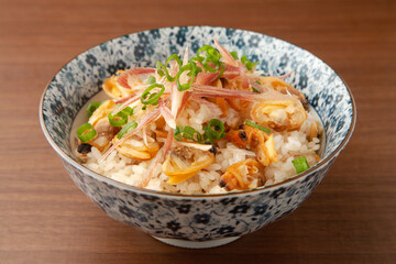 あさりとミョウガの炊き込みご飯