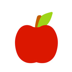 Red apple. Fruit with a leaf. Fresh natural food. Flat illustration