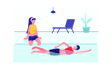 Swimming - Sport Illustration concept. Flat illustration isolated on white background.