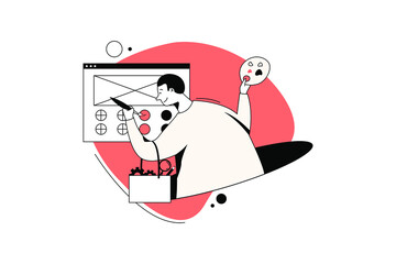 Full Stack Developer - Product Team Illustration concept. Flat illustration isolated on white background.