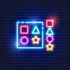 Children's sorter toy neon icon. Glowing Vector illustration of child signs for design. Children concept.