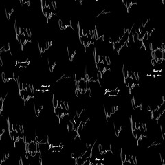 Seamless vector pattern. White text on a black background.