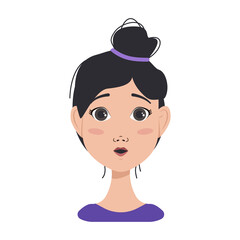 Icon of facial expressions avatars of an oriental woman with different emotions