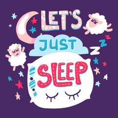 Let's sleep poster doodle and hand drawn design