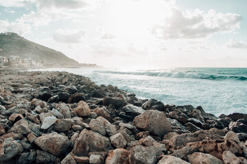 Beautifull shore landscape. City seaside 