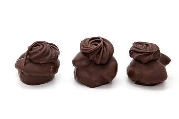 Handicraft chocolate balls for home decoration isolated on white