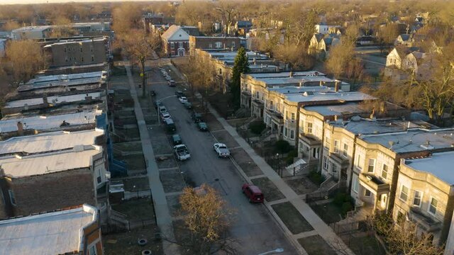 Establishing Shot of South Side Chicago Neighborhood, Living in Poverty