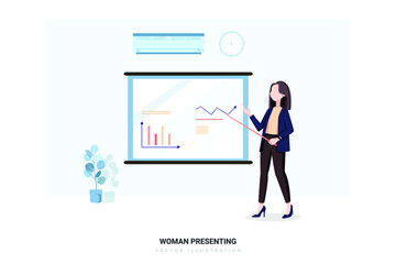 Woman Presenting Vector Illustration concept. 