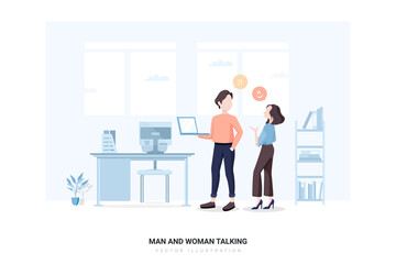 Man and Woman Talking Vector Illustration concept. 