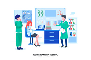 Doctor team on a Hospital - Medical Illustration Concept