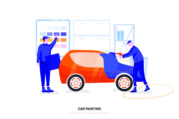 Car Painting -  Car Service Illustration Concept