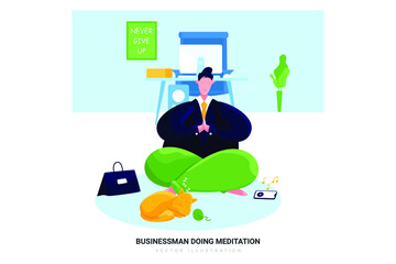 Businessman Doing Meditation Illustration Concept