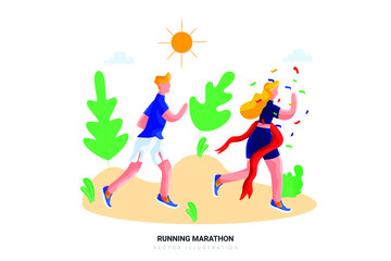 Running Marathon Illustration Concept