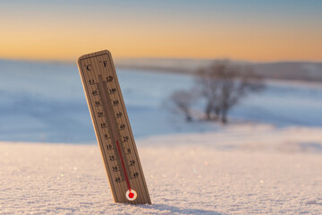Outdoor thermometer indicating low temperature