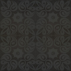 Black anthracite dark vintage retro geometric square mosaic motif cement concrete tiles texture...