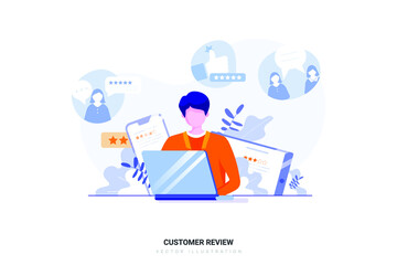 Customer Review Vector Illustration concept. Flat illustration isolated on white background.