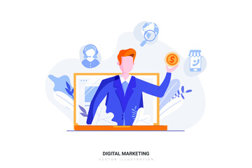 Digital Marketing Vector Illustration concept. Flat illustration isolated on white background.