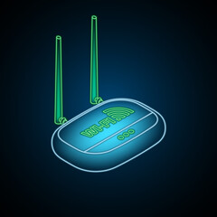 Wi-Fi router neon icon