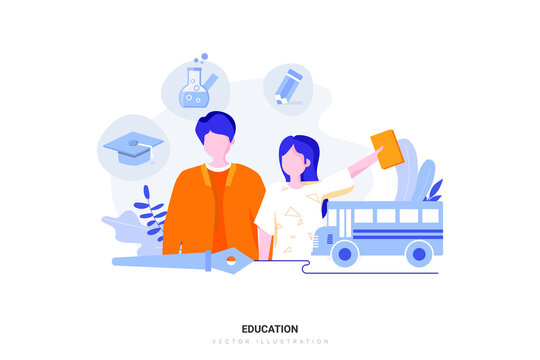 Education Vector Illustration concept. Flat illustration isolated on white background.
