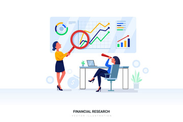 Financial Research Vector Illustration concept. Flat illustration isolated on white background.