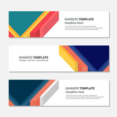 Set of horizontal banner design modern social media template isolated white background 