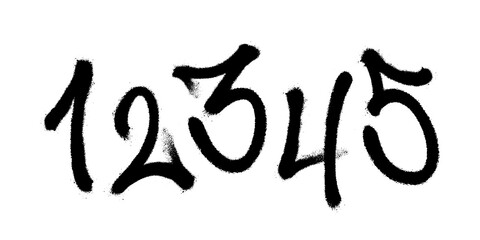 Graffiti spray font alphabet. Digits. Part 6. Vector illustration